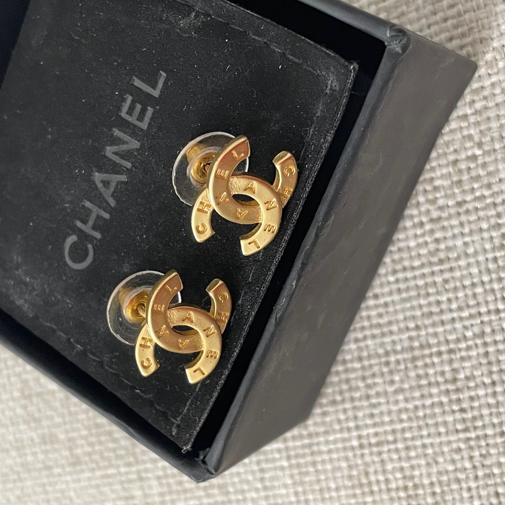 Chanel Gold Logo Earrings